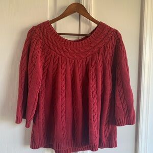 NorthStyle Women's Rich Red Cable Knit Sweater